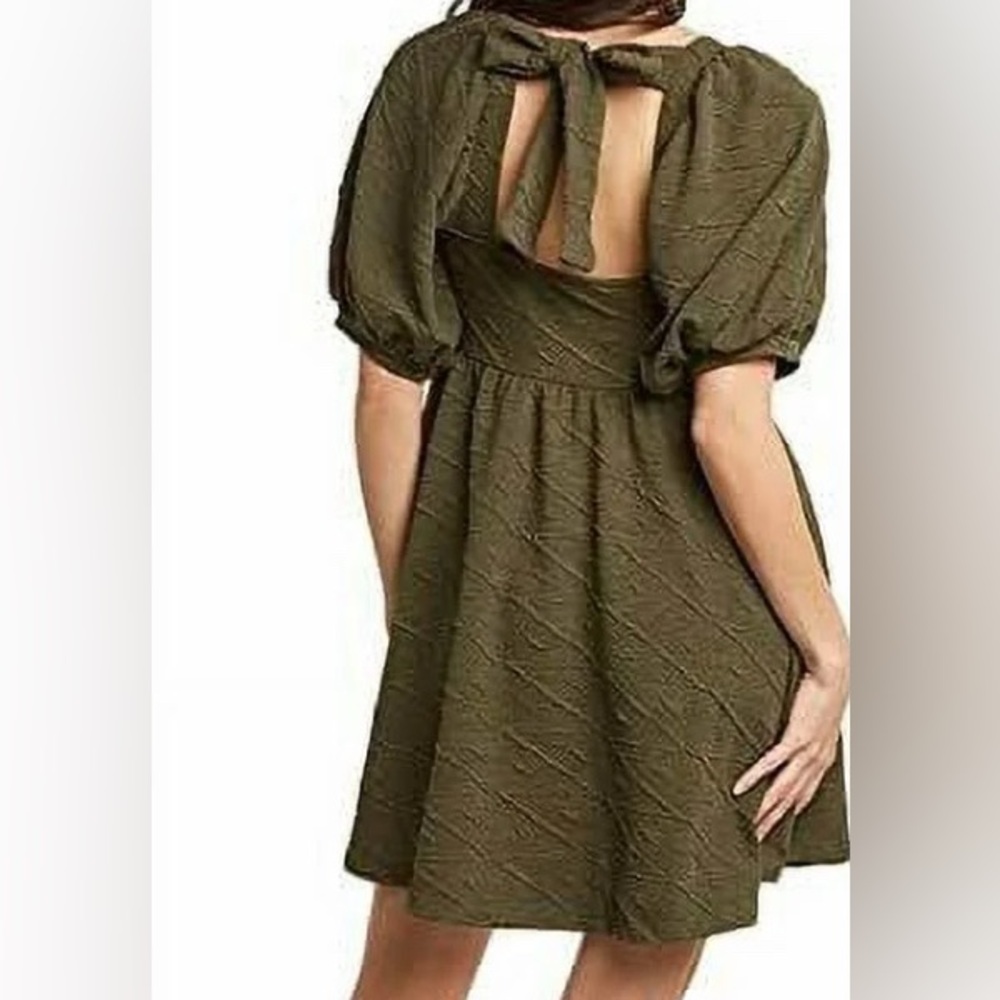 Mine Olive Green Puff Sleeve Dress